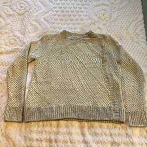 Lou & Grey white/gray drape front cozy cardigan, small, wool blend